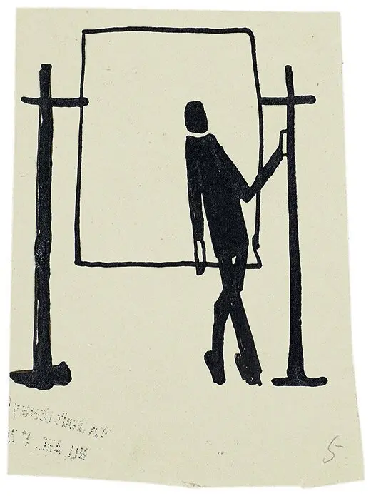 kafka sketch of person in front of chalk board